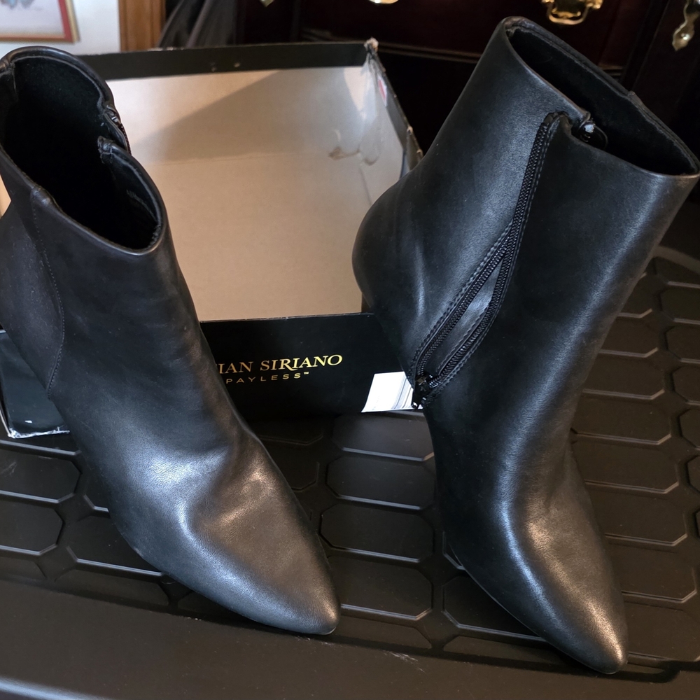 Christian Siriano Black Ankle Boots Polished Leather